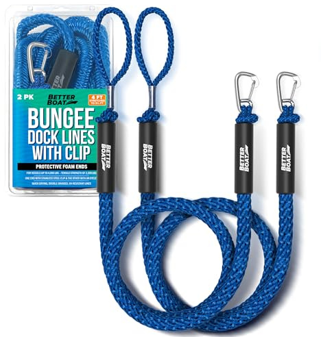 Better Boat Bungee-Dockleine, Bootsseil, Marinequalität, 1,7 m, Edelstahl, 997,9 kg Zugfestigkeit, 2 Stück