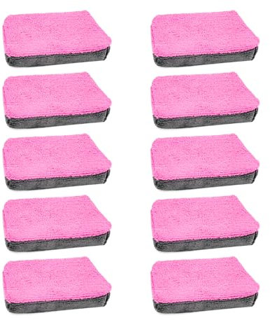 Suvnie 10 tamponi applicatori in microfibra, applicatori in spugna per dettagli auto, applicatori in ceramica automobilistica, accessori universali per auto, cera, sigillante, vernice (rosa)