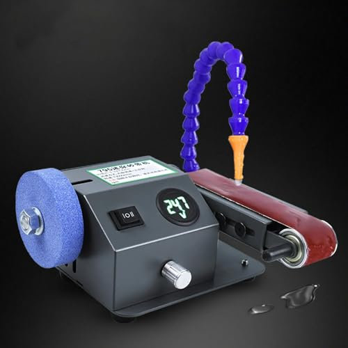 Jieotwice Mini Affûteur de Couteaux Électrique Ponceuse à Bande à Double Usage Sèche et Humide Ponçage Polissage Rectifieuse Vitesse 0-13000 Tr/Min AC 100-240V