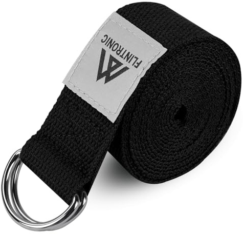 Flintronic Ceinture de Yoga Réglable en Coton, Sangle avec Fermeture en Métal Boucle en D, pour Pilates Gym Danse, Les Yogis Débutants et Confirmés