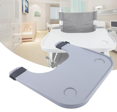 Plateau de fauteuil roulant pour adultes et personnes âgées, en plastique ABS amovible, avec 2 porte-gobelets, plateau de fauteuil roulant portable, pour manger, lire, travailler, gris
