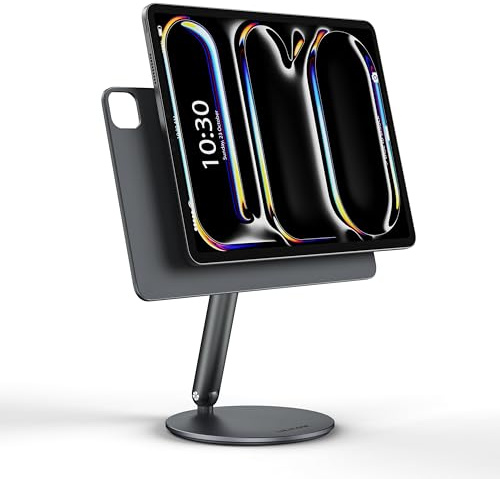 LULULOOK Soporte Magnético para iPad Pro 13 M4 13 M5, Aleación de Aluminio, Suspensión, Plegable y Ajustable, Base Giratoria 360°, para Tablet y Oficina (Gris)