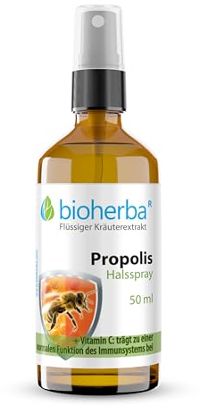 Propolis Halsspray 50 ml mit Vitamin B6 – Pflanzliche Pflege für Mund- und Rachenraum von BIOHERBA PZN 17188752