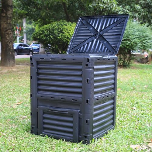 Large Compost Bin 80 Gallon (300 L) from BPA Free Material, Garden Composting Bin Outdoor Composter, Fast Creation of Fertile Soil, Lightweight, Black