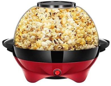 hxoity 3.6L Large Capacity Automatic Stirring Popcorn Maker Popper Hot Oil Popcorn Machine Includes Large Lid for Serving Bowl Convenient Storage Dishwasher Safe