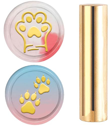 craspire 2 Seitiger Muster Wachssiegelstempel 15mm Mini Katzenpfoten Hundepfotenabdruck Massives Messing Hochzeit Vintage Siegelstempel Für Einladungen Umschläge Karten DIY Basteln Geburtstag