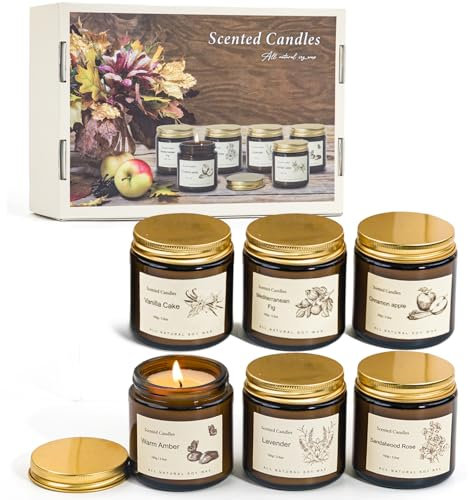 Duftkerze Geschenk für Frauen,6er-Set Duftkerzen im Glas,Kerzen Geschenkset Danke für Frau/Mutter/Freundin,Soja Aromatherapie Kerzen Deko für Neues Zuhause