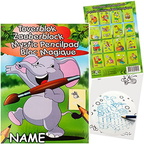 alles-meine.de GmbH Malbuch/Malblock - A5 - Zauberpapier - Zauberblock - lustige Tiere/Zootiere & Haustiere - inkl. Name - Zaubermalblock Zaubermalbuch - für Stifte & Bleisti..