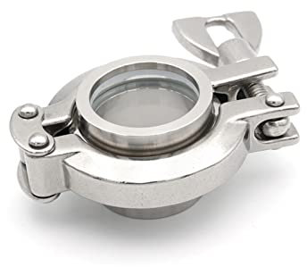 2inch SS316L Stainless Steel Tube Sanitary Tri Clamp Flat Sight Glass Pipe Fitting with 50.5mm Inner Observation Window for Fermentation Suit Size 1 1/2 inch