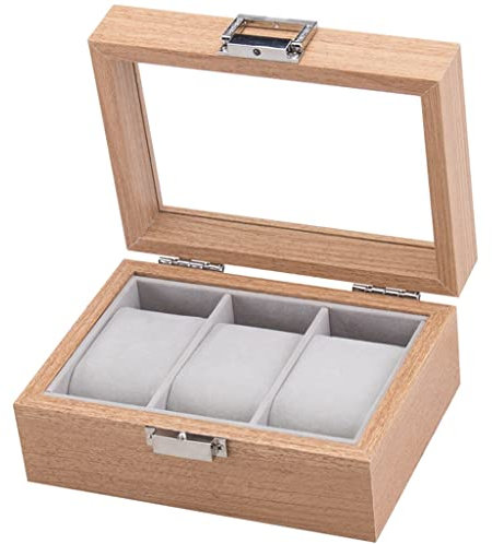 3 Lattice Wooden Watch Box Holder Men's Watch Ladies Watch Display