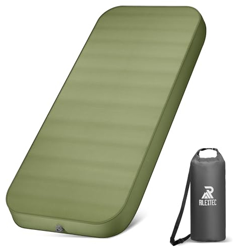 OUTSKIRT Camping Mat, 4”Ultra Thick Sleeping Mats 9.5 R-value Camping Mattress Single, Self Inflating Camp with Pump Sack, Mat for Sleeping, Camping Sleeping Mat for Camp/Travel/Car/Tent, 4 Season