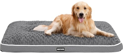 HMTOPE Orthopädisches Hundebett, Hundematte im Doppelstock-Design, Waschbar Hundekissen, Abnehmbar Hundekorb, 105 cm für Mittelgroße Hunde, Mittelgrau