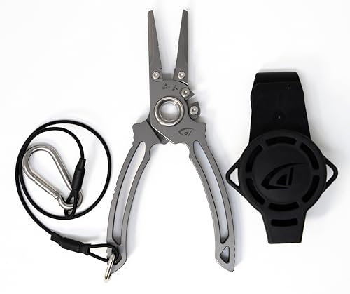 danco Titanium Dual Cutter 7 Fishing Plier, Fishing Line and Wire Cutter, Saltwater Safe, Fresh/Saltwater Fishing, Sheath and Lanyard Included