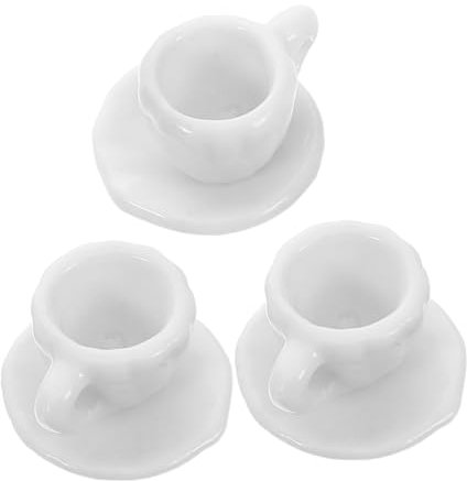 BESTOYARD 3pcs Dollhouse Miniature Tea Mugs Set Scale Porcelain Tea Cups for Boy Girl's Toys for Dollhouse Furniture Party Games