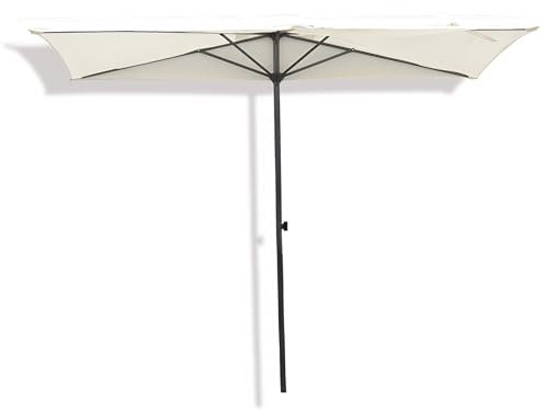 Demi-Parasol 250 x 130 cm Hauteur Réglable, Parasol Rectangulaire de Jardin pour Balcon, Terrasse avec Armature en Acier(White)