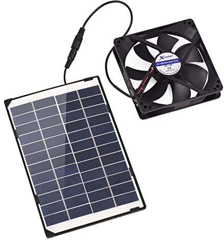 Mini-Solarbetriebener Ventilator, 6 W, 12 V, Solar-Abluftventilator, Mini-Ventilator für kleine Haustiere, Hundehütte, Hühnerställe, Gewächshaus, Schuppen mit 3 m langem Kabel