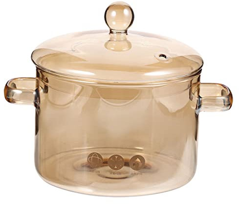 GLEAVI Borosilikatglas Schmortopf Mit Deckel 1900ml Hitzebeständig Transparent Für Zuhause Kochtopf Mit Griffen Zum Langsamen Garen Und Nudeln