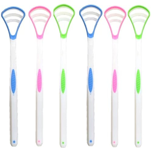 6 Pcs Tongue Scraper Cleaner,Tongue Brush,Silicone Scrapers for Adults,Soft & Gentle Silicone Head,Cleaners,for Kids Scrapper,Bad Breath Remover Oral Care Dental,Brush 3 Color Pack