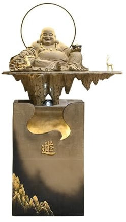 FUHAI-666 Fontaine de Jardin Fontaine Zen for Salon, Cadeau d'ouverture de Pendaison de crémaillère, Ornements d'eau de Fortune Fontaines Extérieures(Yellow)