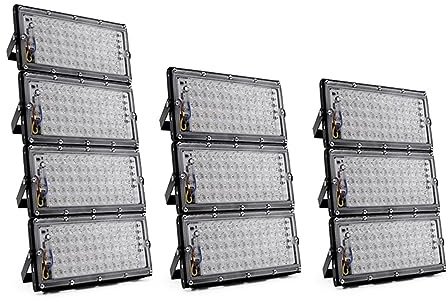 Faretti a LED per esterni Proiettore A LED 50W Proiettore CHIP IP65 Riflettore Da Parete For Esterni Impermeabile Illuminazione Faretto Quadrato Da Giardino Bianco Freddo(Warm White_50W)