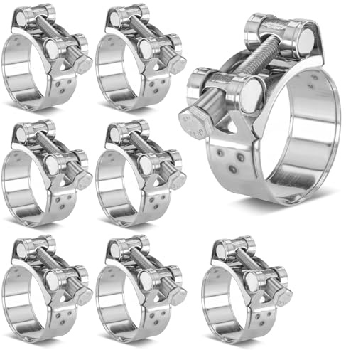 Lxoraziy T-Bolt Schlauchschellen Set 8 Stück – 32–35mm Edelstahl Rohrschellen für Hochdrucksysteme – Silikonschlauch, Kühlwasserschlauch, Autoauspuff, Industrie