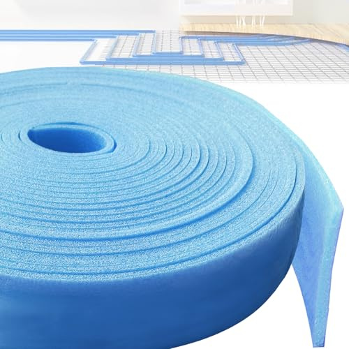 Hengrongshen Randdämmstreifen, 100 mm x 5 mm x 20 m, Polyester, Blau, Selbstklebend, für Ausgleichsmasse zur Abdichtung zwischen Fußbodenheizungsplatten und Wänden