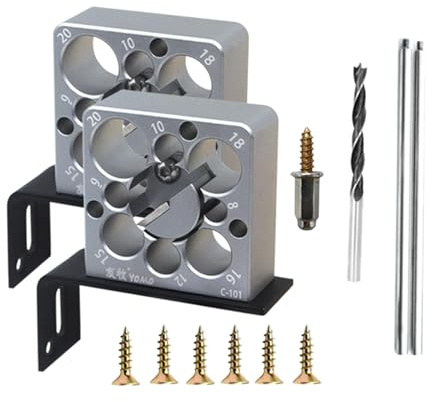 Ronyme Strumento ausiliario per asta tonda per la produzione di tasselli, piastra per taglierina per tasselli in lega di alluminio antiruggine per, 2 Pezzi con Punta Da Trapano