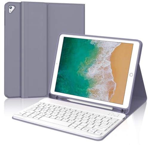 IVEOPPE Tastiera iPad 6 Generazione 9.7 2018, Cover Tastiera layout Italiano Bluetooth Senza fili Staccabile, Custodia con Portapenna per iPad 5/4 Gen/Pro 9.7/Air 2/Air 1, Lavanda Viola