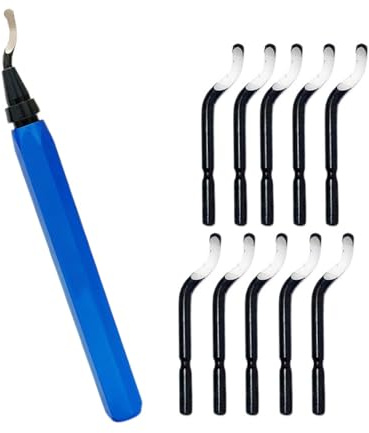 Eficiente herramienta de desbarbado azul con cortador reemplazable 10/15, ideal para metalurgia y fabricación de moldes, herramienta profesional de desbarbado manual