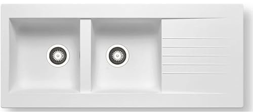 Luquicina LD2WH Fregadero Blanco 2 Senos con Escurridor Composite BIO