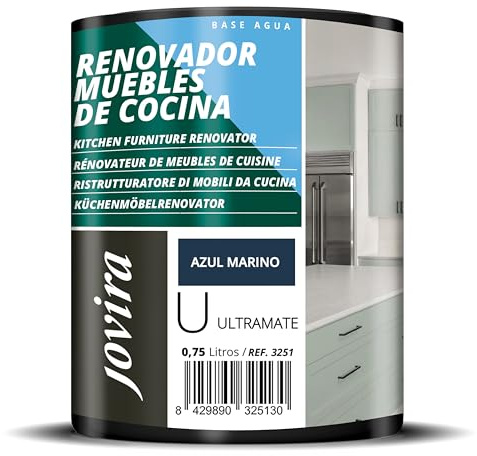 JOVIRA PINTURAS Pintura renovadora para Muebles de Cocina, acabado Ultramate al agua. Especial para renovar muebles de cocina, puertas, baños, etc. (750 ml, Azul marino) T