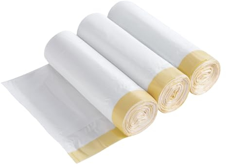Bin Bags 70L 60 Counts, Large Bin Liners 70L Strong 70 Litre Bin Bags with Tie Handles, White Rubbish Bags for Kitchen Bathroom Garden Yard (74×82 CM, 22μm Thick)