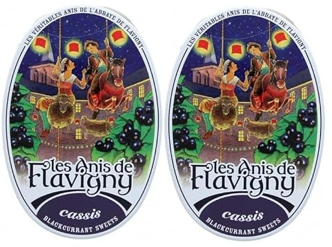 Anis de Flavigny – Authentische Anisbonbons 2 ovale Dosen Schwarze Johannisbeere aroma | 2 x 50 g handwerklicher Genuss