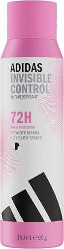 adidas Invisible Control Anti-Transpirant Deodorant Spray für sie, 72 Stunden Schweiß-Schutz, blumiger und klarer Duft, vegane Formel ohne Alkohol, 150ml (Packung mit 5)