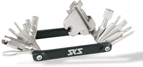 SKS GERMANY TOM 22 Multitool, Flaches Fahrrad-Minitool mit 22 Funktionen | Fahrradzubehör, ergonomische Griff-Flächen, Tools aus Chrom-Vanadium-Stahl, Gehäuse aus Aluminium, ideal für Tourenfahrer