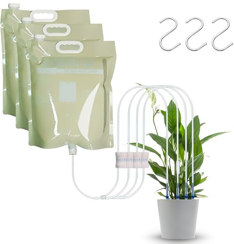 3 Stück 6.5L Pflanzen Automatische Bewässerung Tropfbewässerungsbeutel,Infusionsbeutel mit 4 Einstellbarem Ventil, Zimmerpflanzen, Balkon & Blumentöpfe Innenbereich,Bewassersystem Blumentopf Indoor