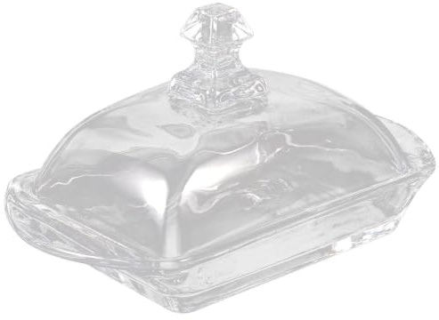 jojofuny Mantequera de Cristal Transparente con Tapa, 1 Juego