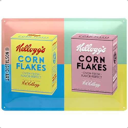 Nostalgic-Art Retro Blechschild, 30 x 40 cm, Kellogg's – Packaging Pop Art | Original Lizenzprodukt (OLP), aus Metall, Vintage Design, Blechschilder Sprüche, Geschenk-Idee für die Küche