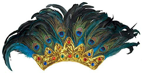 Boland - Kopfschmuck Pfauen Königin | Haarreif mit Federn und Schmucksteinen für Kostüme, Karneval und Mottoparty, Pfau