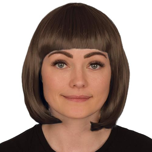 Short Bob Wigs for Women Fancy Dress - 12 Inch Synthetic Short Hair Wigs for Women - Ladies Bob Straight Hair as Anime Cosplay, Halloween Costume Accessories, 70s and 80s Fancy Dress Accessories