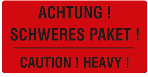 Warnetiketten 100 x 50 mm - Paket Aufkleber Achtung! Schweres Paket! Caution! Heavy! - 1.000 Versandaufkleber auf 1 Rolle(n), Papier selbstklebend