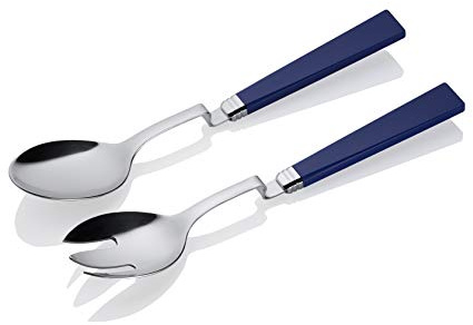Keramikpool Salatbesteck Polyurethan - INOX Edelstahl mit Knick zum einhängen Spülmschinenfest (Blau)