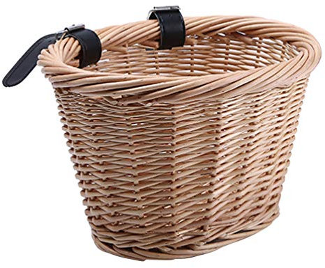 BESPORTBLE Rattankorb Für Fahrrad Weidenkorb Als Frontkorb Kinderkorb Mit Großem Stauraum Ovaler Lebensmittelkorb Aus Naturmaterial