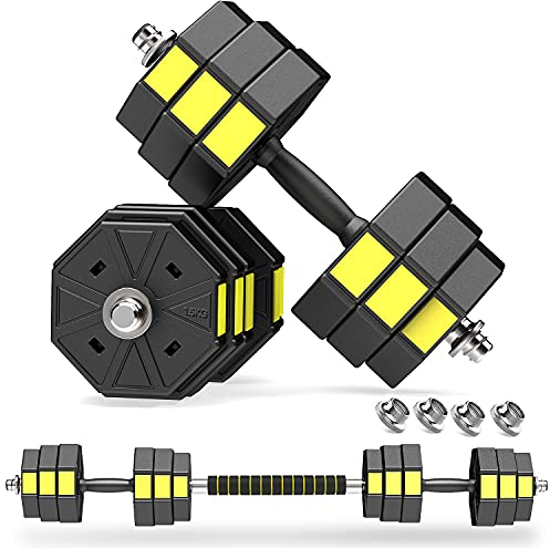 PANMAX Verstellbares Hanteln Langhanteln Gewichte Set, 3IN1 Kurzhanteln Hantelset mit Solide Hantelgriffen Bis zu 10kg 15kg 20kg Freies Gewicht Dumbbell für Bodybuilding Fitness Gewichtheben Training
