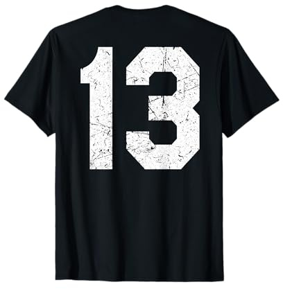 Trikot Uniform Nr. 13 Sportlicher Stil Sport Rückseite Grafik T-Shirt