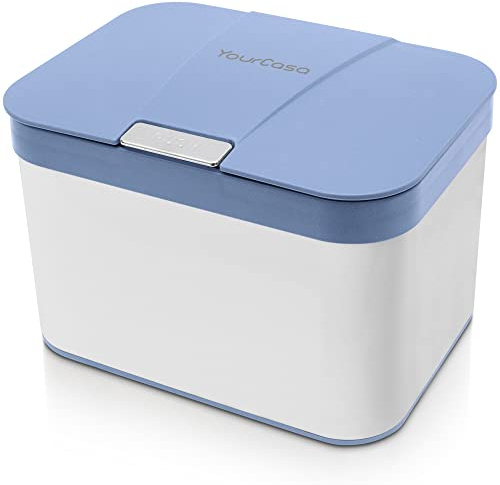 YourCasa® Biomülleimer Küche 4,3 L aus Edelstahl - geruchsdichter Bio Mülleimer mit Deckel & spülmaschinenfestem Inneneinsatz - hochwertiger Komposteimer & Biomüll Behälter klein (Blau)
