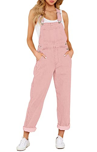 Roskiky Lässige Stretch Denim Latzhose für Damen, Jeans Overalls mit Taschen