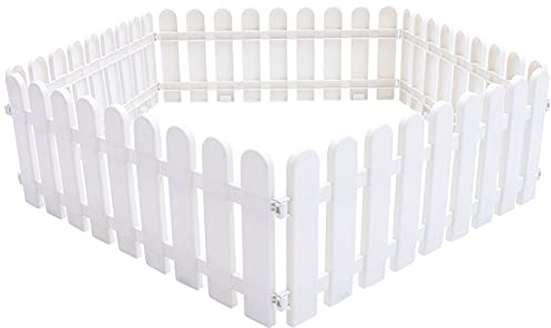 Angoily 5 Stück Kunststoff Weiße Kanten Dekorative Gartenzäune Paneele Garten Lattenzaun Kanten Rasen Blumenbeete Pflanzenränder (50X20cm)