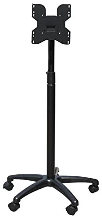 Carro de TV móvil con ruedas, soporte de TV rodante con montaje inclinable/ruedas de bloqueo para televisores de pantalla plana/curvos de 14-37 pulgadas de hasta 20 kg/44 libras, altura ajustable