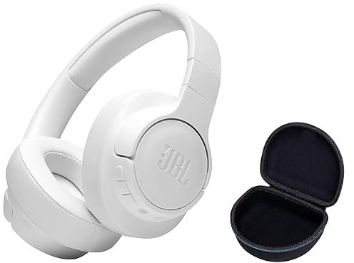 JBL Tune 710BT - Wireless Bluetooth Headphones Bundle with Deluxe CCI Carrying Case (White)